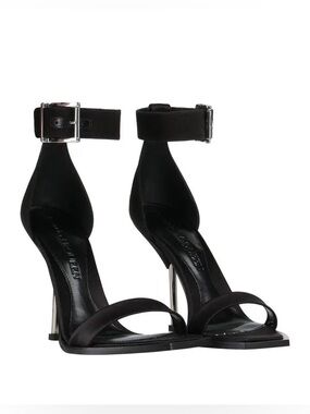 Alexander McQueen Satin Metal Heel Sandals Sz 39